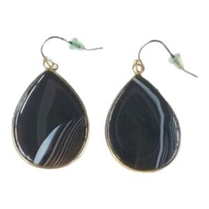 Drop Earrings Black Agate